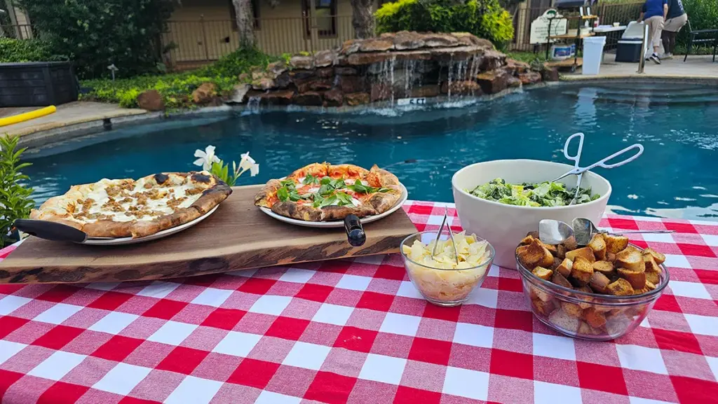 Catered food by the pool