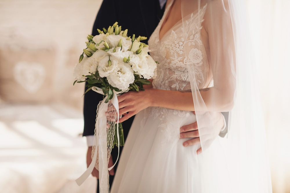 Couple during a small, intimate wedding venue at romantic Texas wedding venues